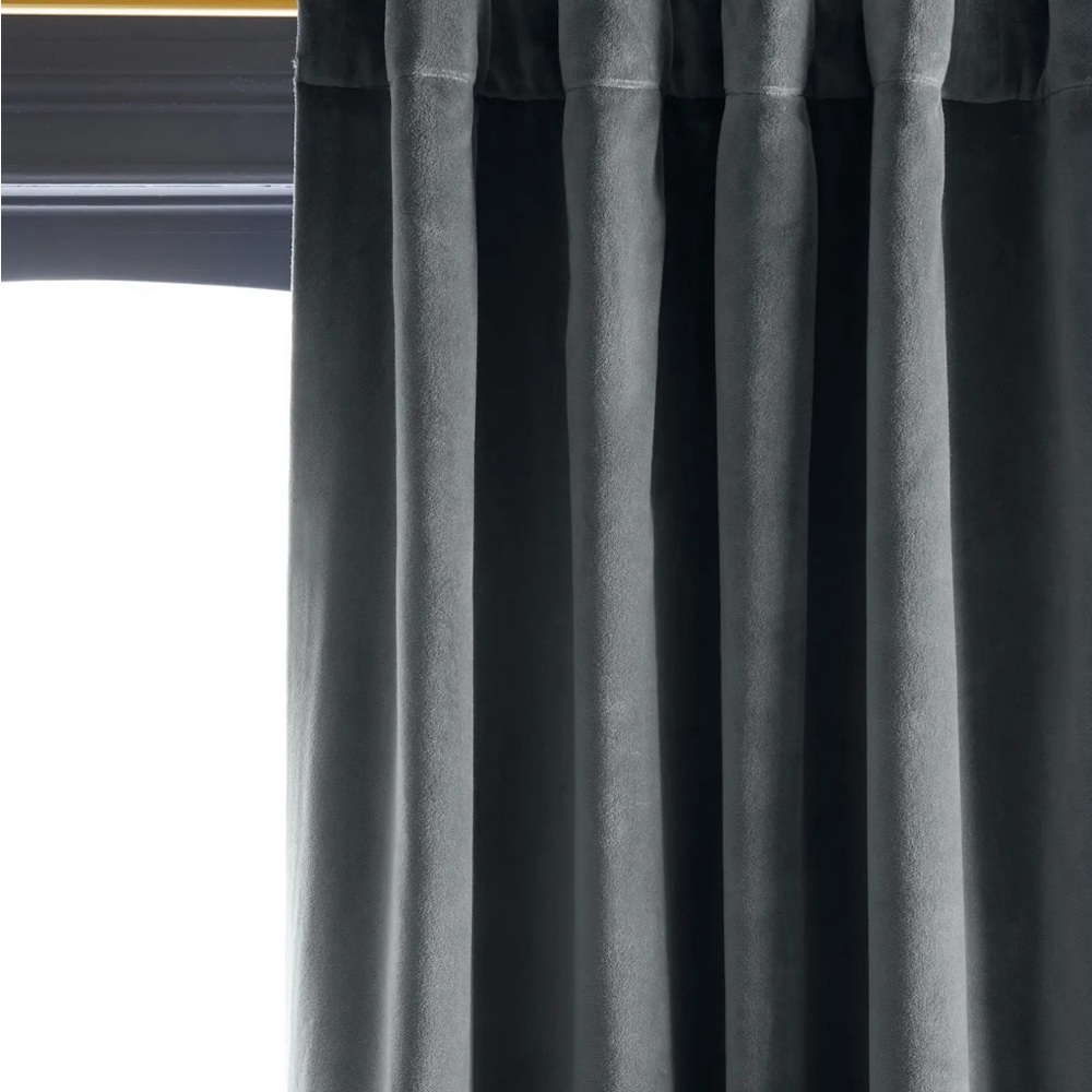 Quince NEW! slate cotton velvet curtain panel 48 x 84 light  filtering ret $119